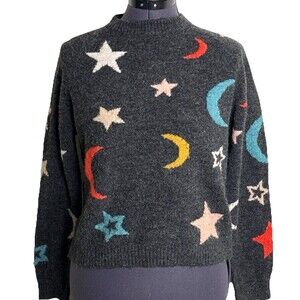 BB Dakota Steve Madden Hey Moon Sweater Women XS Gray Star Celestial Whimsygoth